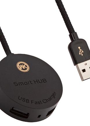 Внешний usb-разветвитель smart hub wk carbin wt-n2 2.1a 4 usb + microusb 15cm черный