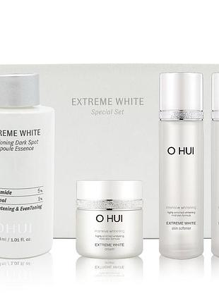 Набір косметичних засобів для освітлення пігментних плям та ластовиння o hui extreme white mela toning dark spot ampoule essence