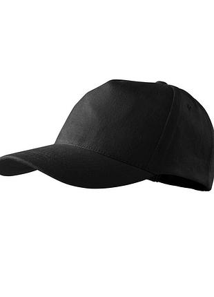 Кепка с козырьком malfini 5p, бейсболка мужская или женская, пятиклинка, чёрная