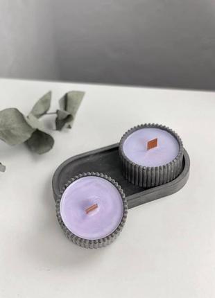 Набор ароматических соевых свечей в гипсовых кашпо sky на подставке aphrodisiac