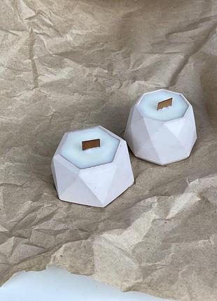 Набор ароматических соевых свечей в гипсовых кашпо mini 2шт сotton