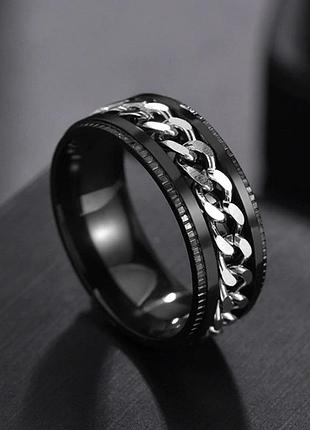 Кольцо спиннер с цепочкой из нержавеющей медицинской стали rs-039, 16.5