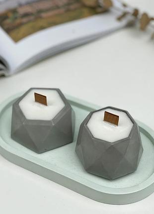 Набір ароматичних соєвих свічок в гіпсових кашпо mini на підставці aphrodisiac