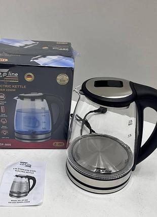 Чайник стеклянный zepline zp-986 с подсветкой качественный на 2 литра