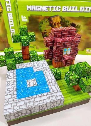 Магнитный конструктор майнкрафт бассейн и дом minecraft my world t111 177 шт