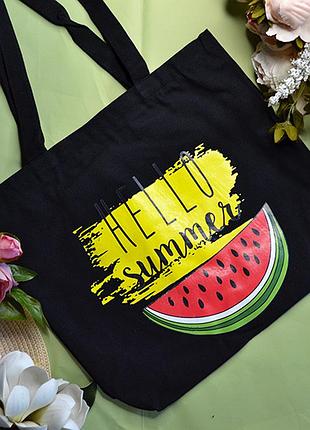 Женская єко сумка с рисунком “hello summer” размер: 39х34х10 см