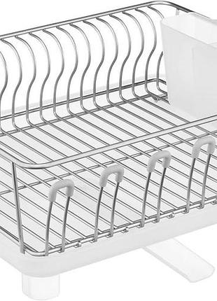 Подставка для посуды металлическая mdesign со съемной корзиной и поддоном для капель