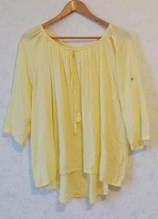 Блузка желтая в стиле бохо. сетка.италия. укр.54-56
