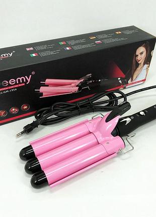 Потрійна плойка geemy gm-1956-25, праска для завивки волосся, плойка для прикореневого об'єму