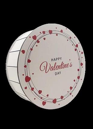 Подарочная коробка круглая happy valentine's day сердце