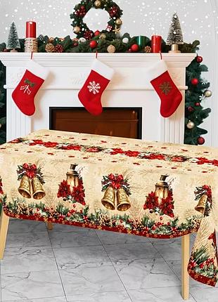 Новогодняя рождественская скатерть 130 см х 220 см.