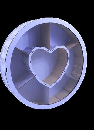 Подарочная коробочка круглая фиолетовая с прозрачной крышкой с перегородками