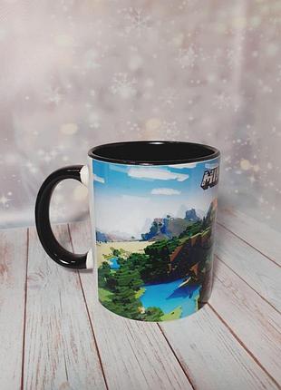 Чашка с принтом minecraft (майнкрафт) черный