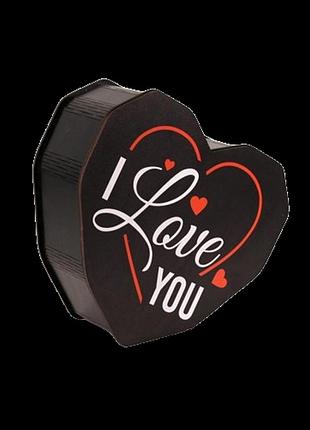Подарункова коробочка серце чорна i love you маленька