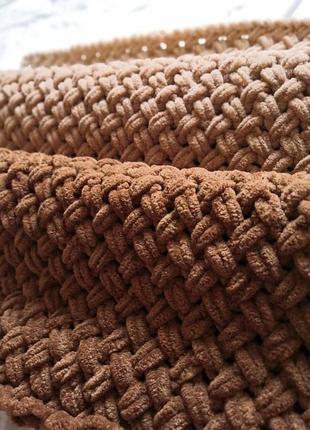 Плед детский вязаный плюшевый коричневый плед 85*85 см нежный плюшевый