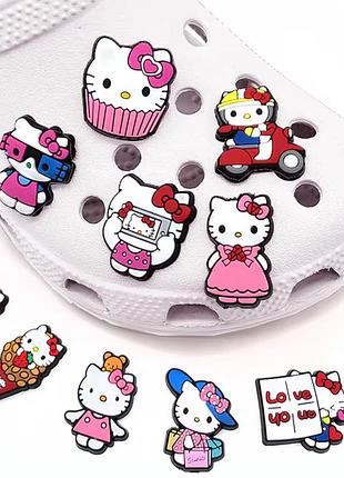 Набір прикрас hello kitty джибітсів для взуття крокс/сабо 10 шт