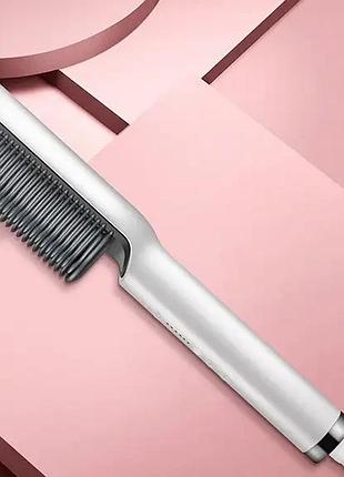 Расческа выпрямитель для волос fast hair straightener hqt-909b (розовый ободок)