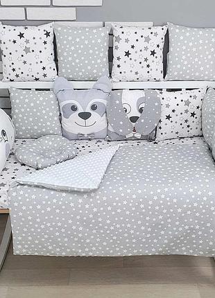 Комплект постельного белья baby comfort зверята серый