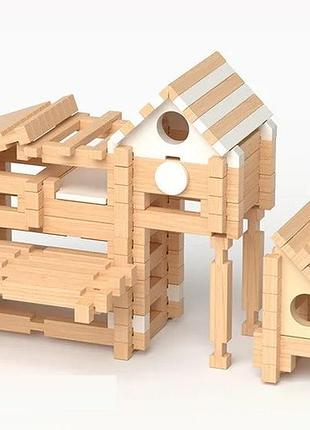 Дерев’яний конструктор веселий зоопарк з фігурками 110 шт