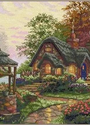 Набор для вышивания крестиком " домик у реки", канва 57 x 42 см