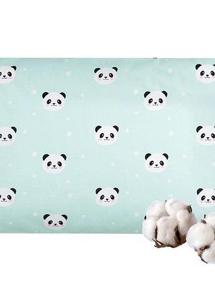 Наволочка на подушку 50х70 см хлопок papaella бязь ранфорс панда мята натуральная ткань