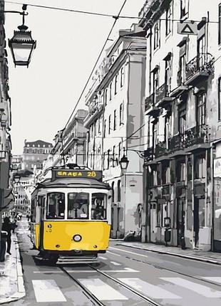 Картина по номерам жёлтый трамвайчик идейка 40 х 50 кно2187