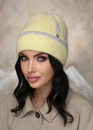 Шапка жіноча ангорова,шапка на флісі,шапка ангорова на флісі,шапка зима