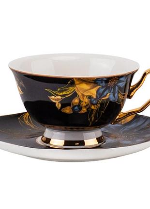 Фарфоровая чашка с блюдцем “victorian charm”, 200 мл * рандомный вибор дизайна elisey