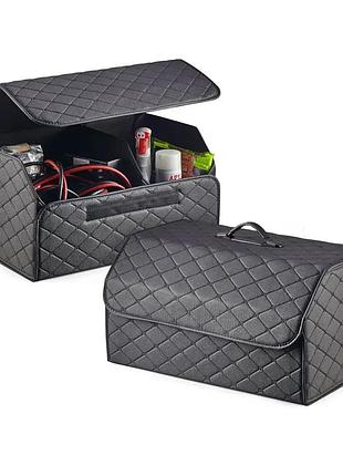Автомобільна сумка-органайзер у багажник авто з ручкою, сумка в багажник авто екошкіра 55х30х30 см чорний