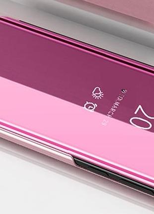 Дзеркальний фліп чохол на xiaomi redmi note 8prо розумний чохол книжка дзеркальний на редмі ноут 8про рожевий