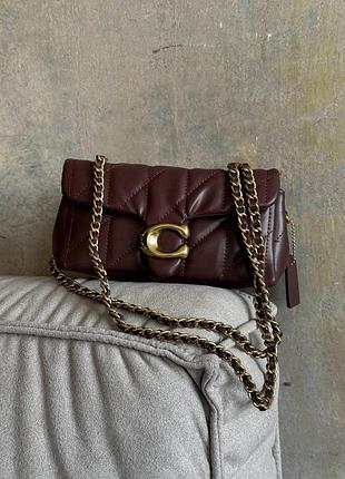 Міська сумочка для дівчини коуч брендова жіноча сумка coach шкіряна модна сумка бургунді