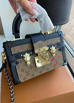 Брендовая городская мини сумка через плечо луи витон черная кожаная для девушки louis vuitton женская сумочка