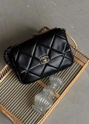 Сумка сhanel 19 flap bag big size чорний є