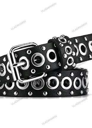 Молодёжный ремень с заклепками y2k стиль панк,готический ремень с двойными металлическими кольцами в стиле гранж,уличная одеж