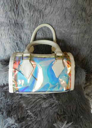 ✅женский стильный клатч сумка 2b1 прозрачная серебро1 фото