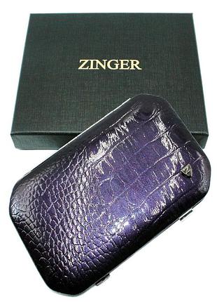 Манікюрний набір zinger 10 інструментів для манікюру зінгер ручного заточення чохол з натуральної шкіри