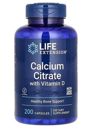 Цитрат кальция с витамином d, calcium citrate with vitamin d, life extension, 200 капсул
