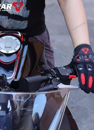 Мотоперчатки vemar,мотоциклетные перчатки для байкеров красно-чёрные