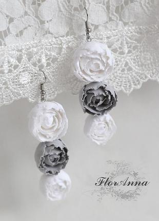 Красивые длинные серьги "серебро"