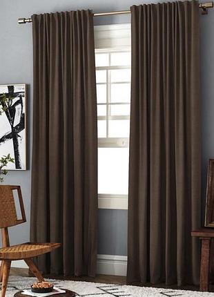 Штори з преміальної тканини мікровелюр комплект щільних і якісних штор 2.7*3 м (2 шт.) коричневі штори