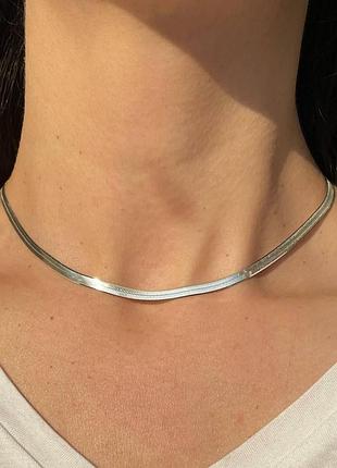 Срібний ланцюг широкий плоский 45