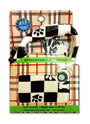 Поводок-рулетка для собак до 27кг/6м (лента) шахматная доска