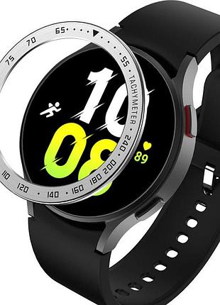 Защитный безель. samsung galaxy watch 5 pro 45mm. накладка для часов серебро