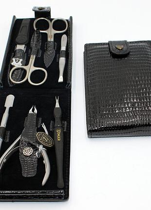 Манікюрний набір zinger професійний 7 предметів зінгер ms-1404-1 sm чорний