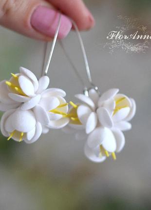Авторские серьги "тройные фрезии"