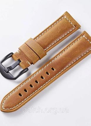 Шкіряний ремінець для huawei watch 3 / 3 pro / gt 2 46 мм / gt2 pro / gt 2e / magic зі шкіри crazy horse коричневий застібка чорна