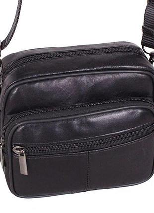 Сумка мужская кожаная через плечо барсетка черная 8s1002 польша
