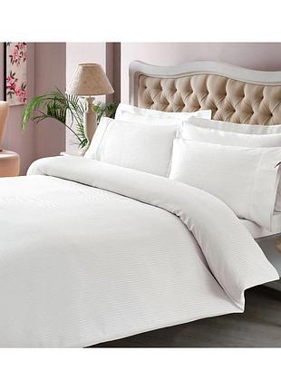 Постельное белье евро сатин-страйп basic white tac