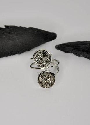 Двойное кольцо друза темное серебро арт. 77758
