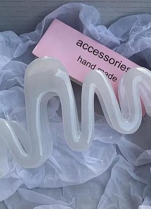 Белая заколка волна крабик для волос в виде волны стильная заколка для волос